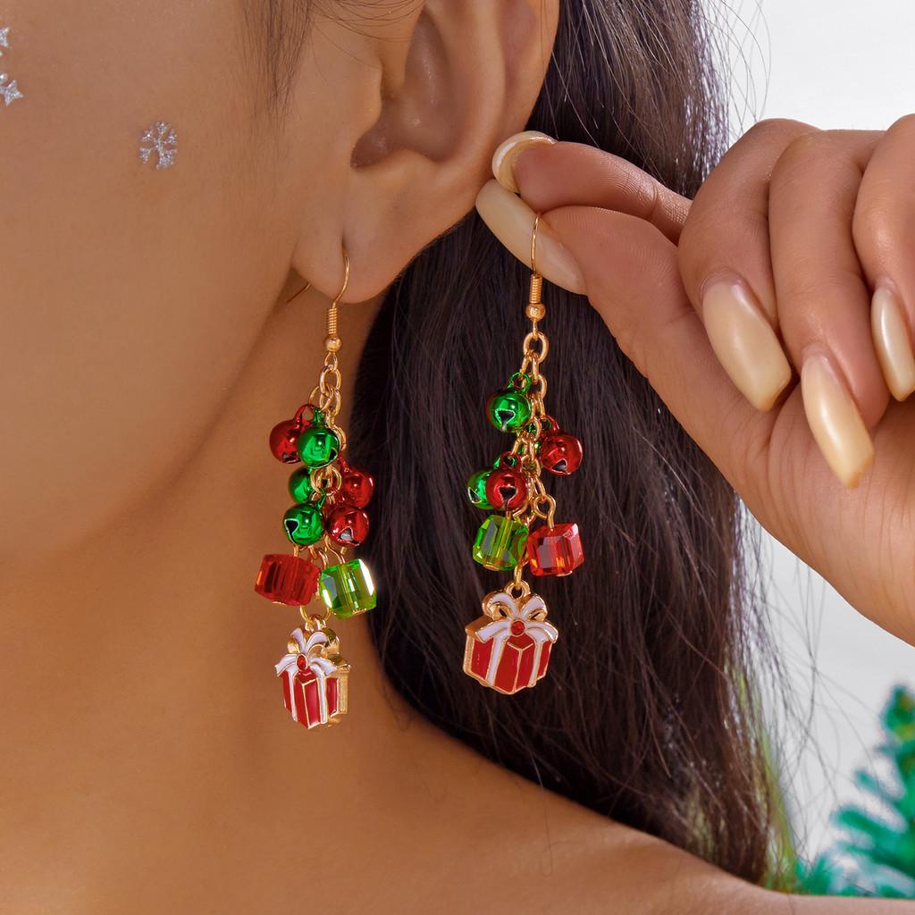 Christmas Earrings With Bell Pendant Alloy Holiday For Women And Men