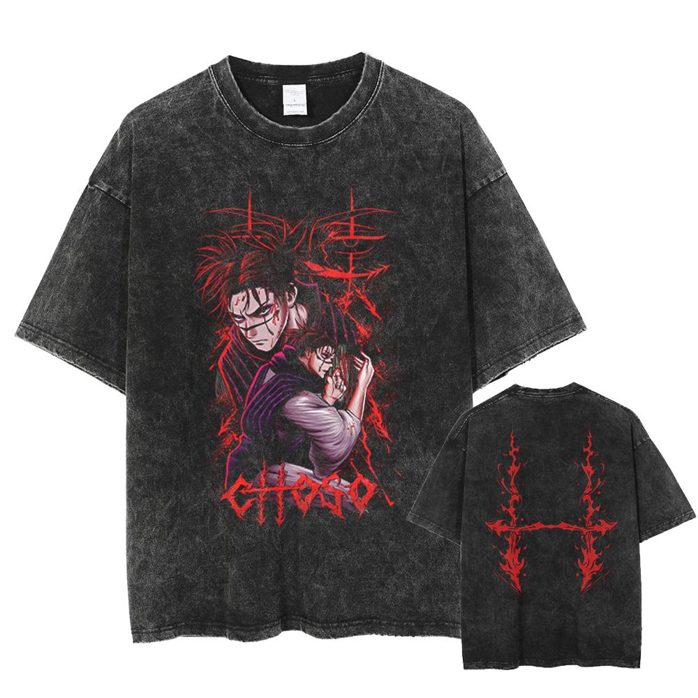 Харадзюку Уличная одежда Мужская Женская Винтажная Футболка Оверсайз Унисекс Футболка с Аниме Графическим Принтом Летняя с Коротким Рукавом Повседневная Хлопковая Футболка