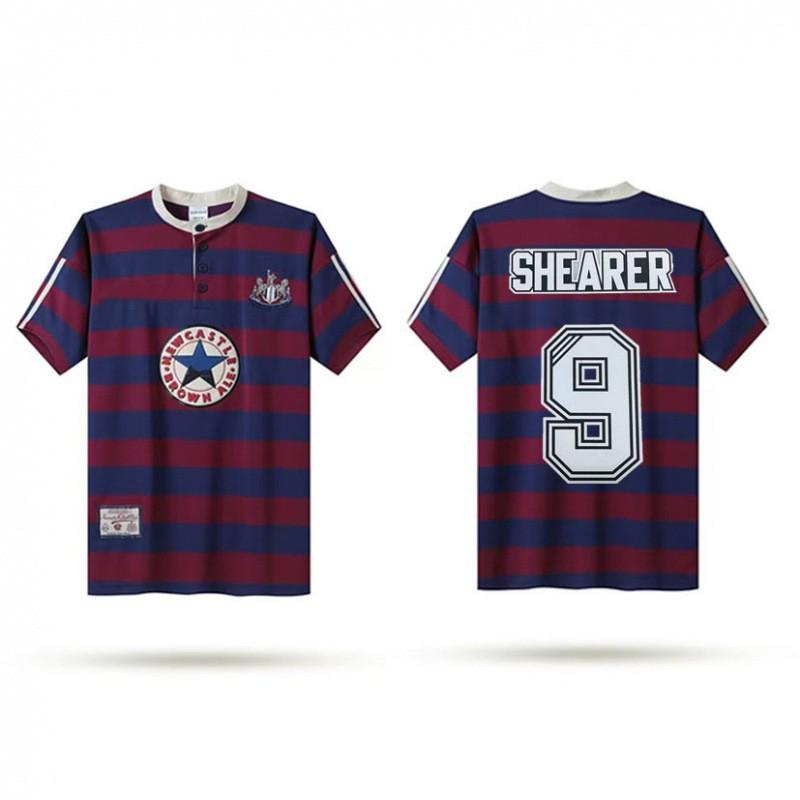 Newcastle United Retro Football Jersey 1995-97 Home/Away Short Sleeve Long Alan Shearer 9 With Arm Badge Cycling