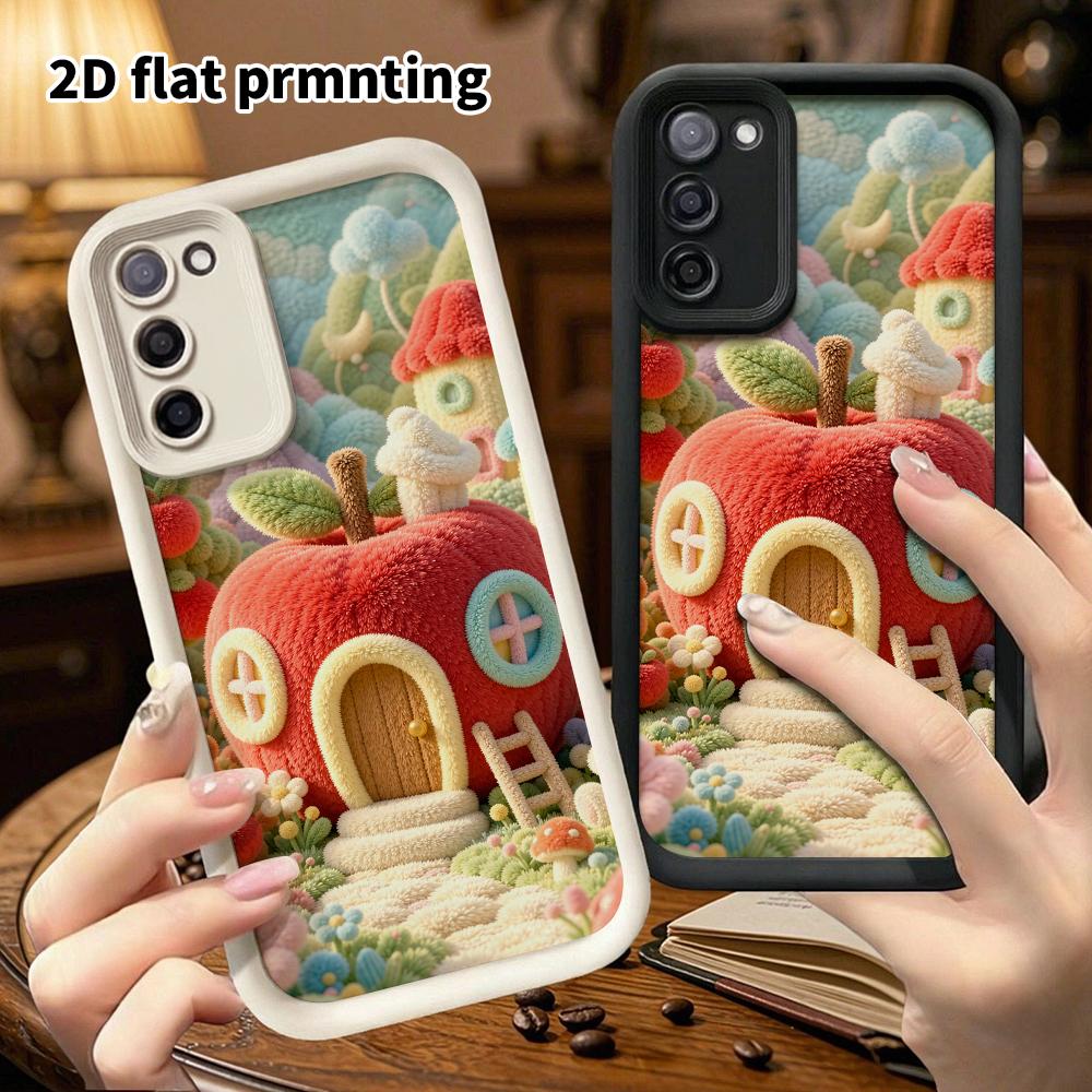 Phone Case: 2D flat, suitable for Samsung Galaxy A34 A35 M05 M06 S20 S22 S21 FE Plus 5G protective case, Apple cabin forest, perfect Christmas and Hal