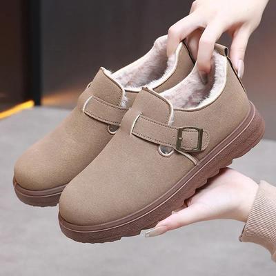 2024Женская обувь из хлопка, плюшевые модные ретро-туфли на каблуках, плюшевые теплые женские ботильоны на платформе, женские ботинки Zapatillas Mujer