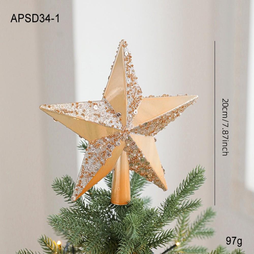 3D Red Glitter Star Christmas Tree Crown Star Christmas Tree Decorations Home Party Decor