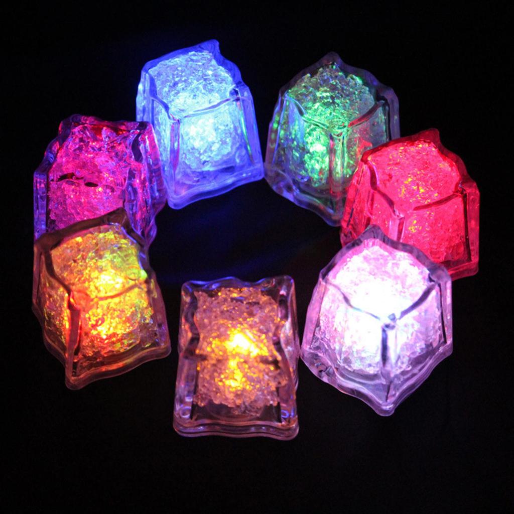 12 Pcs Multicolor Luminous Touch Ice Cubes Fun Party Favors Liquid Activated Bar Wedding Supplies
