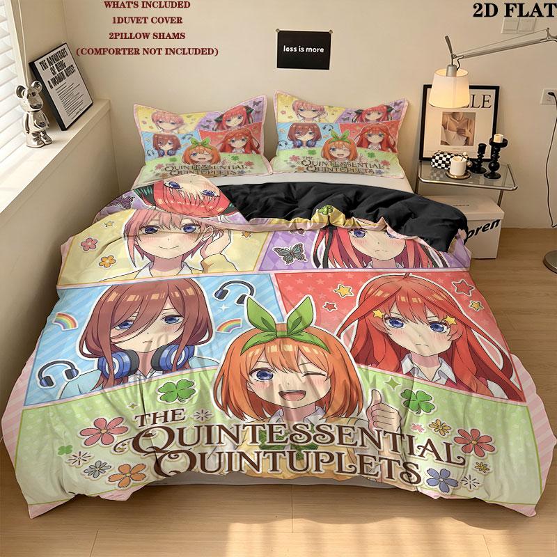 5Toubun Pattern Bedding Quilt Set Quilt Cover Pillowcase Home Birthday Gift(1 * duvet cover + 2 * pillowcase, without core)