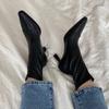 Fashion Back Zip White Ankle Boots Winter Shoes For Women Boots-Women Zipper Low Sexy 2025 Ladies High Heel Pointy Rock Autumn Pointed T