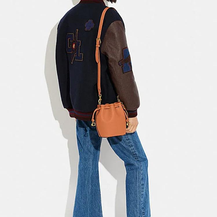 New COACH Camila Cow Leather Bucket Bag, Shoulder Bag, Crossbody Bag Regular Women's Orange CJ835-B4UC8