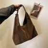 Casual Large Capacity Faux Suede Shoulder Bags Solid Lock Commute Classic Simple Style Tote Bags