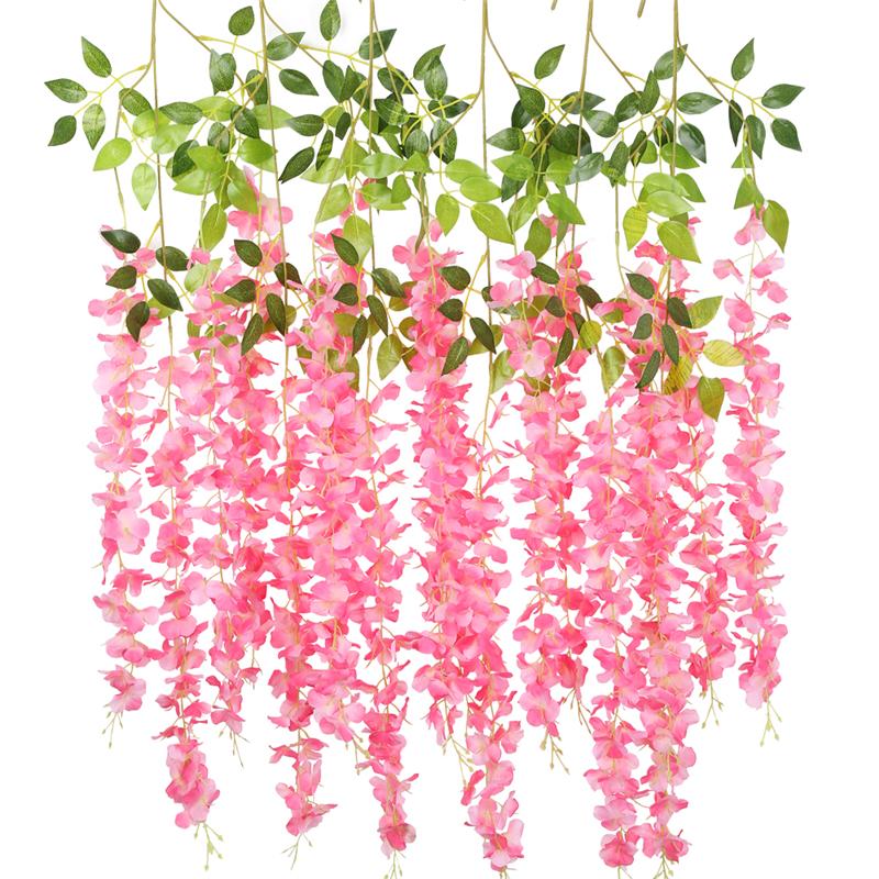 12 шт. 3,6 фута венок из искусственных цветов глицинии, висящий на свадебном саду, озеленение на открытом воздухе, вечерние украшения для дома своими руками