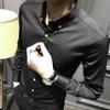 Men Dress Shirts Men Dress Vertical Stripe Streetwear Slim Men Shirt Casual Long Sleeve  Shirt