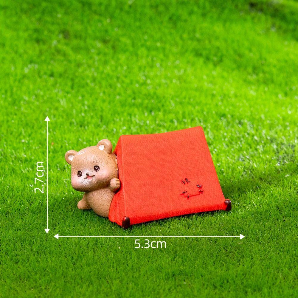 Kids Toy Camping Tiny Brown Bear Statue Resin Mini Animals Scene Model  Home Decoration