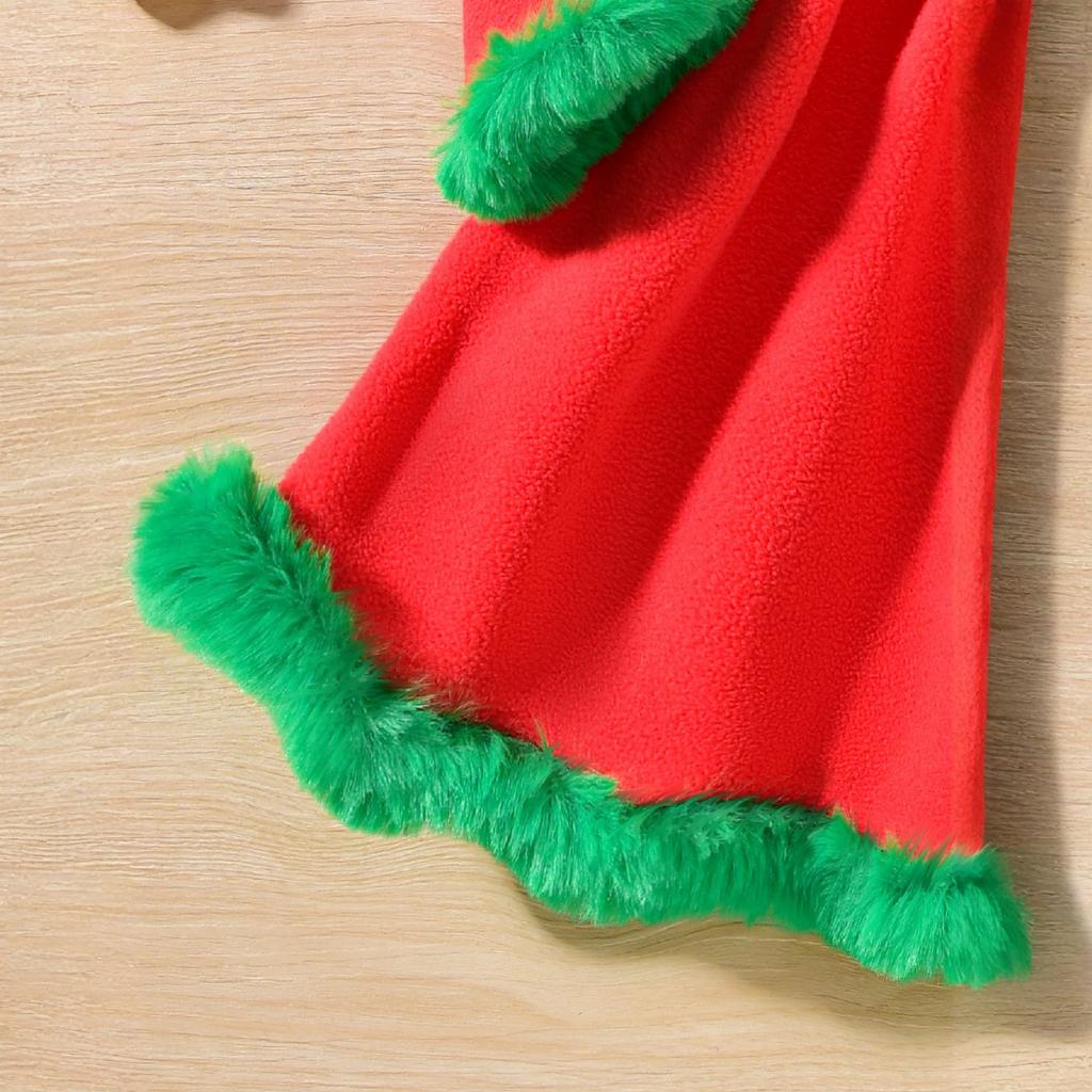 Girls Christmas Party Faux Patchwork Dress Costume