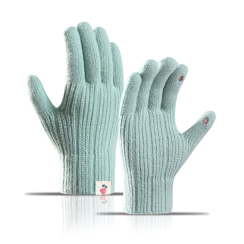 Зимние бархатные теплые перчатки для езды на велосипеде на открытом воздухе с сенсорным экраном мужские и женские шерстяные вязаные перчатки