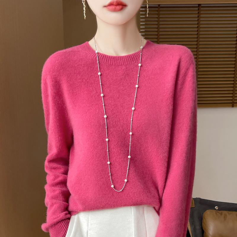 INDFS Женская мода Повседневный Осень Зима Однотонный Принт Длинный Рукав О-Образным Вырезом Свитера