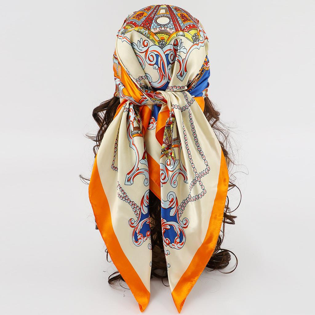 New European and American Printed Silk Square Scarf Fashion Women's Versatile Bag Headscarf Professional Scarf Silk Scarf