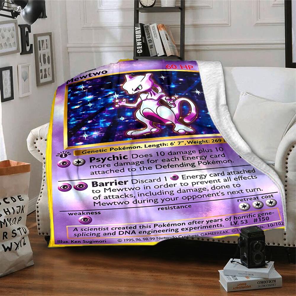 1Pc Mewtwo Psychic Pokmon Blanket Soft And Comfortable Casual Warm Camping Travel Christmas Halloween Xmas Gift M928539