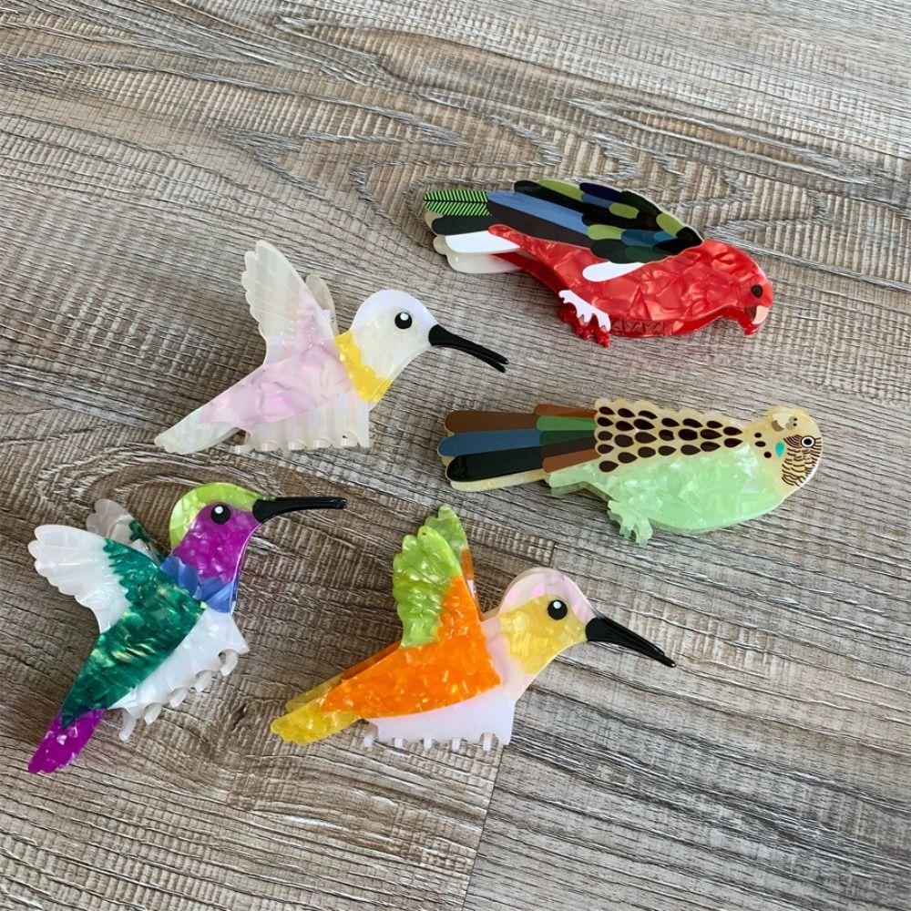 Grasp Acetic Acid Hair Claw Hummingbird Cartoon Animal Shark Clip Sweet Bird Hair Clip Daily
