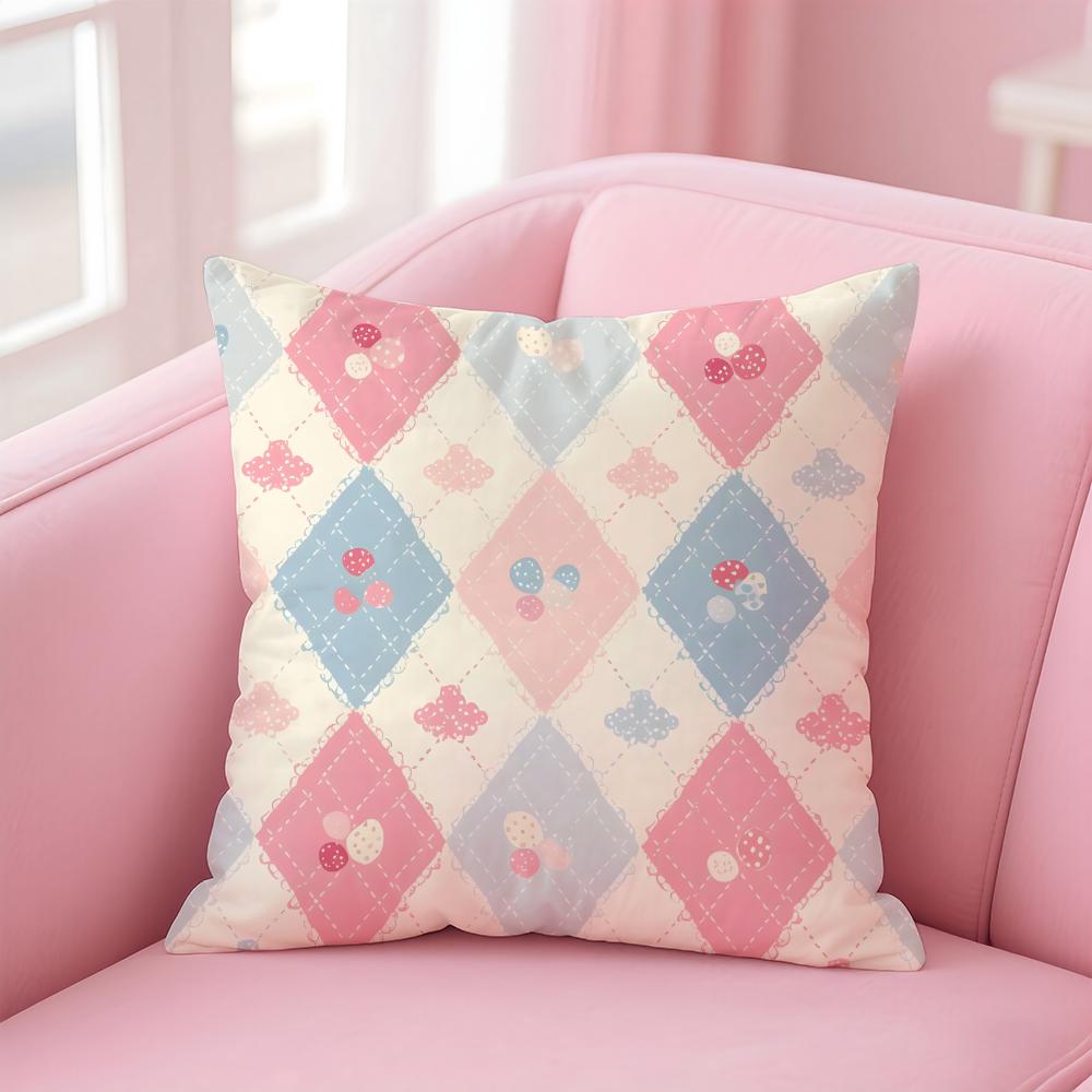 Colorful checkered pattern Cushion Cover Pillow Case Soft Skin Friendly Fabric Comfort Concealed Zipper