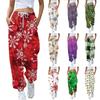 Women's Casual Fashion Christmas Printed Casual Sweatpants Elastic Waist Drawstring Pants