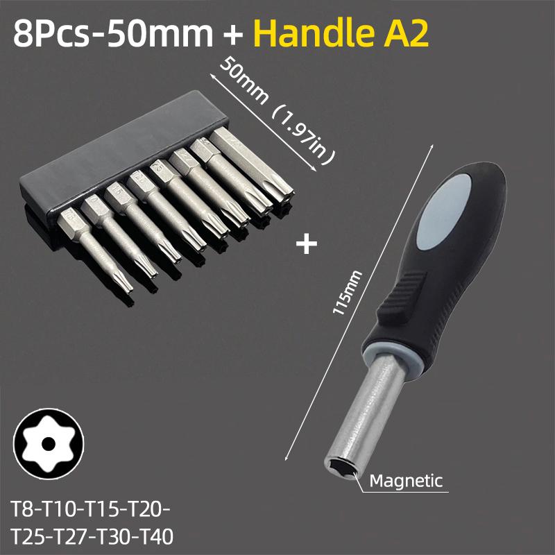 Набор бит для магнитной отвертки 50 мм, сверла с защитой от несанкционированного доступа, шестигранный хвостовик 1/4 дюйма, отвертка T5-T40, гаечный ключ-трещотка, ручной инструмент