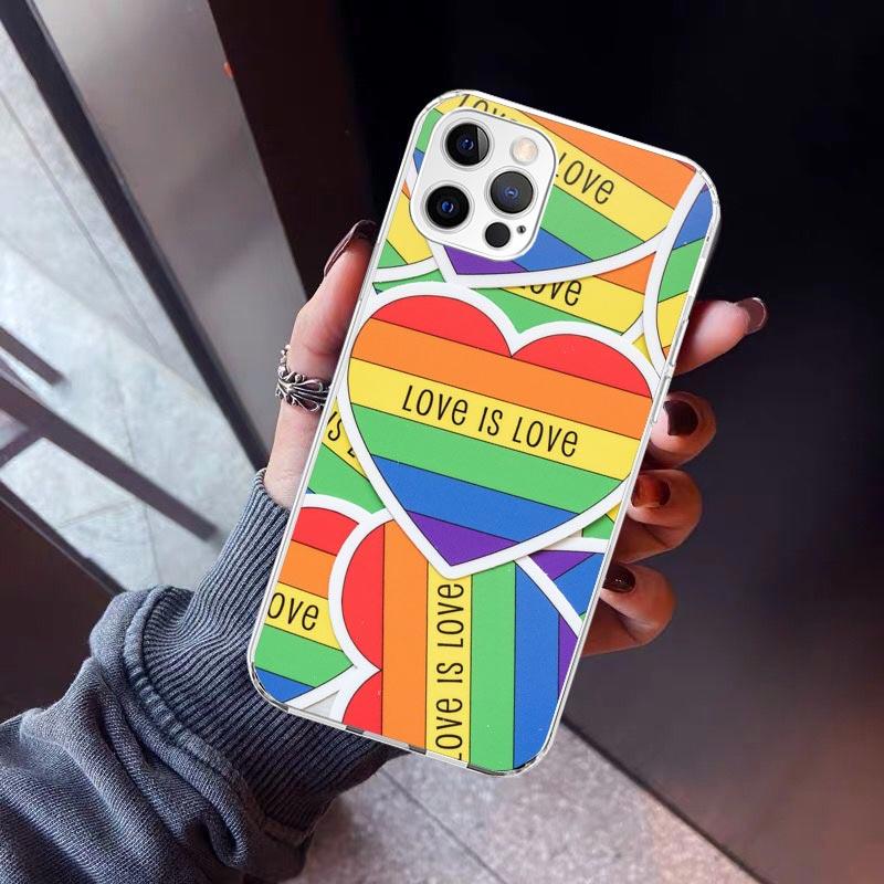 Love Is Love LGBT Rainbow Phone Case For iPhone 17 Air 16 15 Pro Max 14 Plus 13 Mini 12 11 Cover 7 8 SE Silicone Shell Print Fun