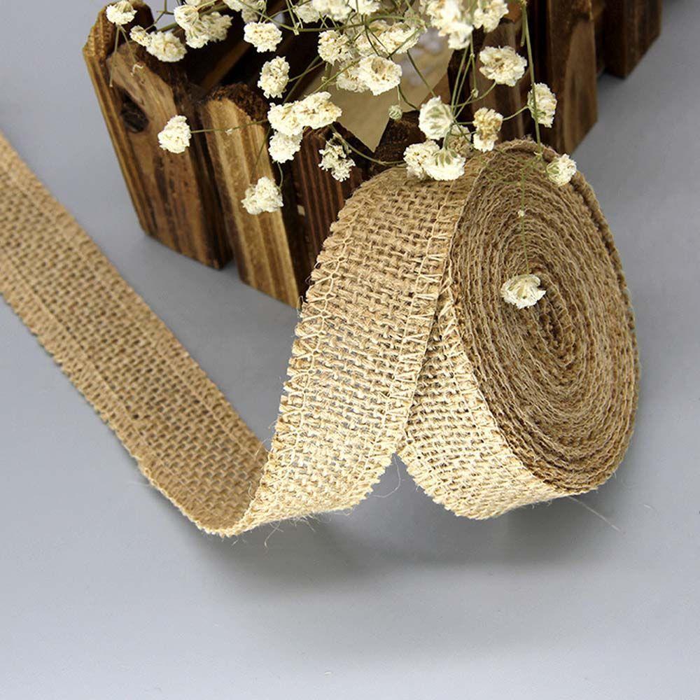 5Meters/Roll Material Party Crafts Bag Warrping Jute Burlap Ribbon Wedding Decorative Gift Packing