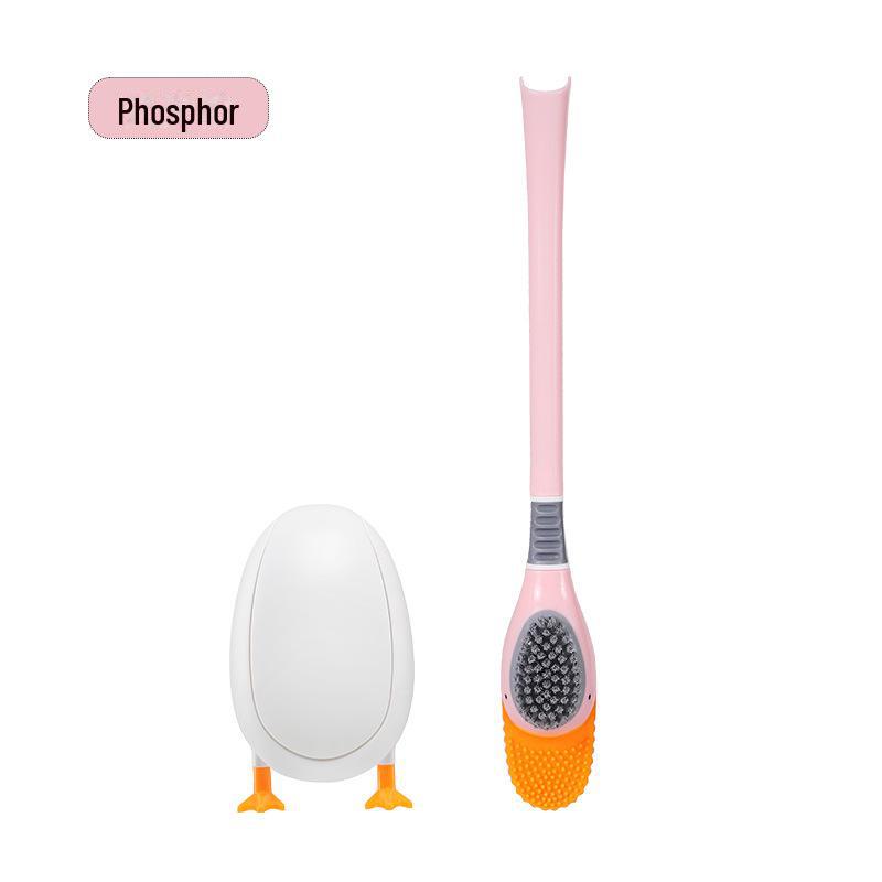 Silicone Duck Toilet Brush - Wall-Mount, No-Punch Design for Bathroom Cleaning