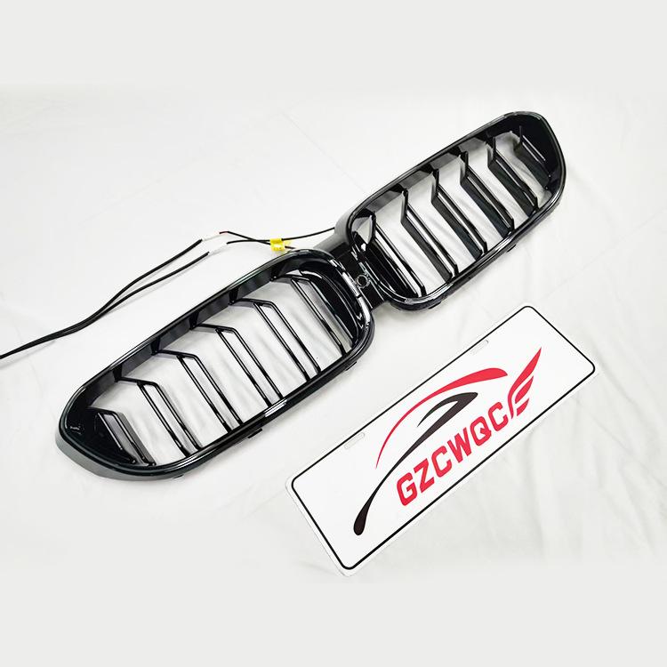 Glossy Black LED Grille for BMW 5 Series G30 - Double-Line, One-Piece, Upgraded Illumination