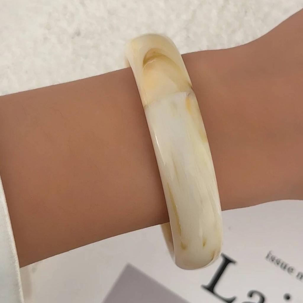 SHIXIN 3 стиля Коричневый Бежевый Круглый Толстый Акриловый Браслет для Женщин Ретро Наслаиваемый Смола Металл Широкий Манжет Браслет Новогодние Украшения