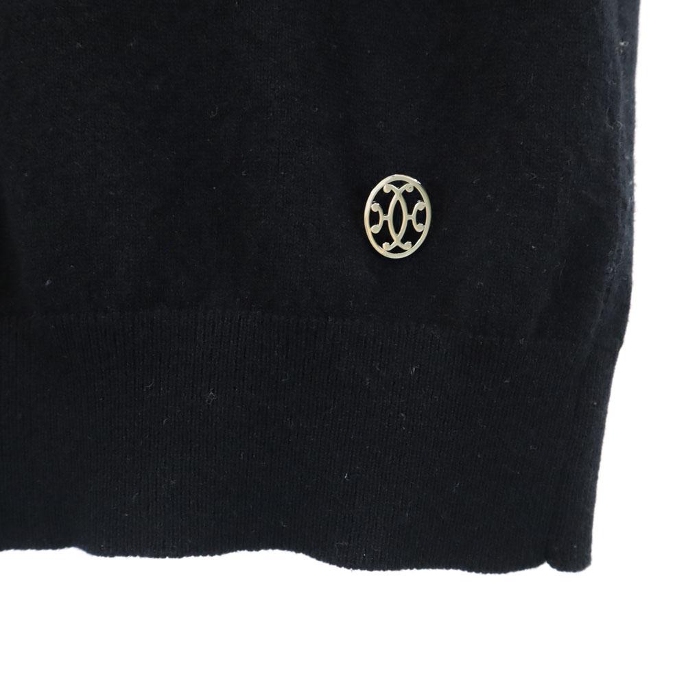 Hermes Кашемир 100% Свитер с коротким рукавом 34/S черный ПАРИЖ Вязаный Женский Б/у