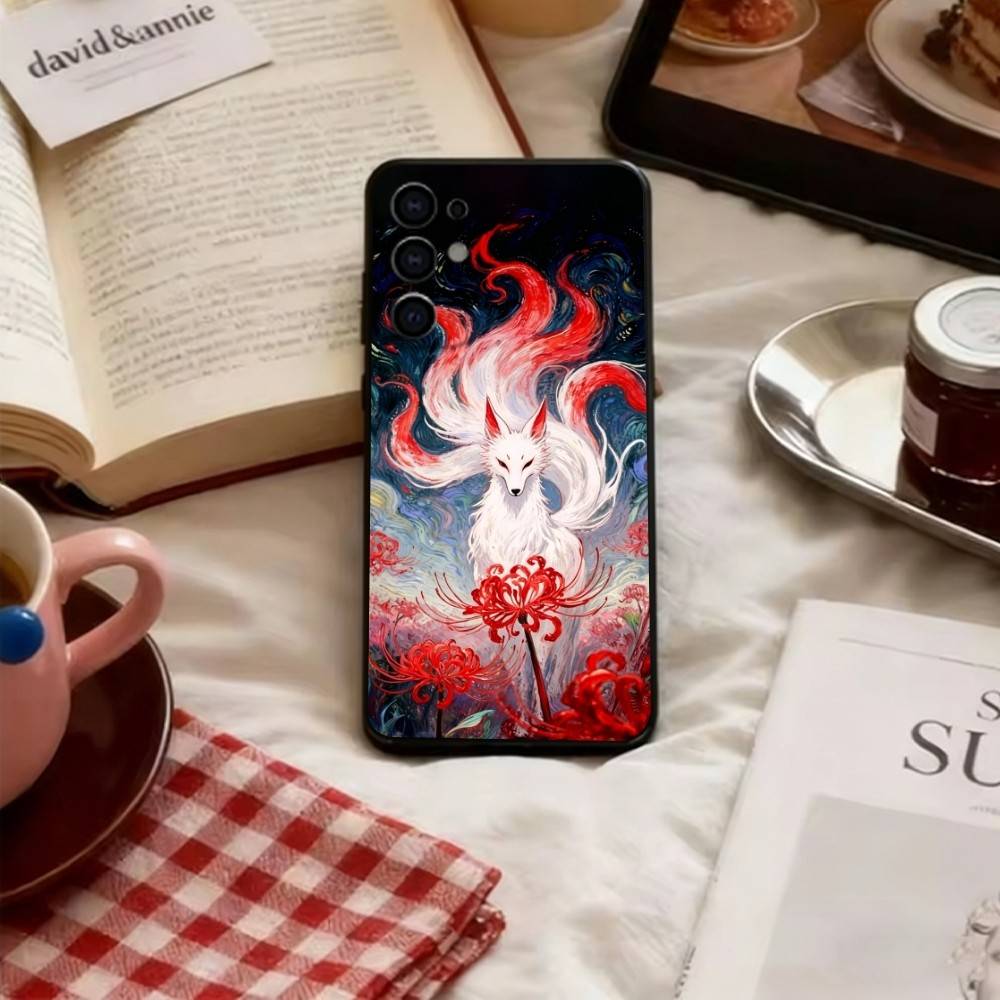 Чехол для телефона 'Сказочная лиса' для Samsung S25, S24, S21, S22, S23, S30, Ultra, S20, Plus, Fe, Lite, Note, 10, Мягкий черный чехол