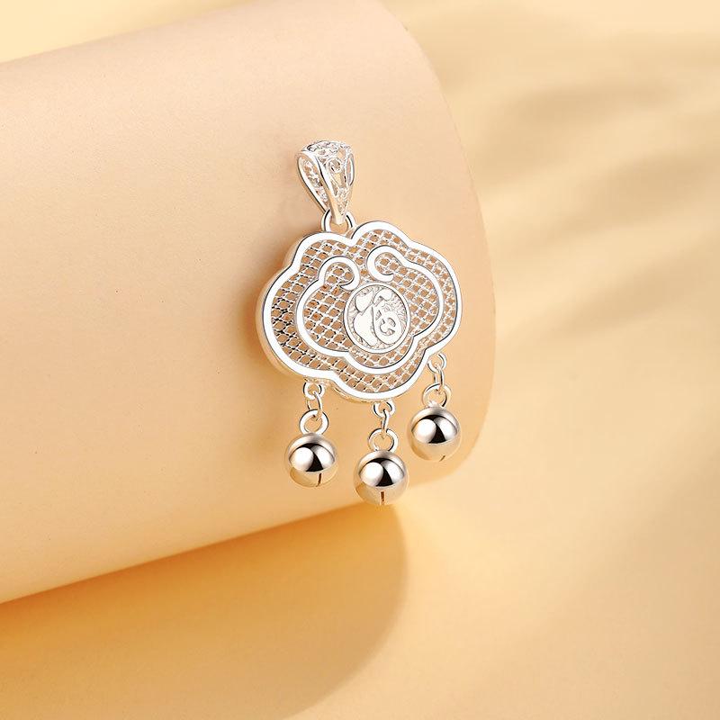 Подвеска в виде цветка с иероглифом Фу из шелка и благоприятного облака, ожерелье в национальном стиле, новое китайское, с плетеным шнурком и бусиной для удачи