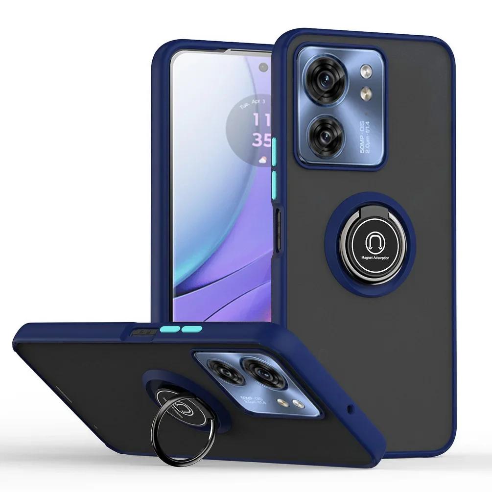 Вращающийся держатель Кольцо Магнитный чехол для Moto Edge 40 Neo 30 Fusion Neo Ultra G72 G84 G54 G14 G52 G60 G 60S G13 G23 Матовый чехол