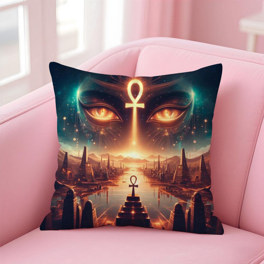 Ancient Ecology Life Talisman Pattern Cushion Cover Pillow Case Soft Skin Friendly Fabric Concealed Zipper