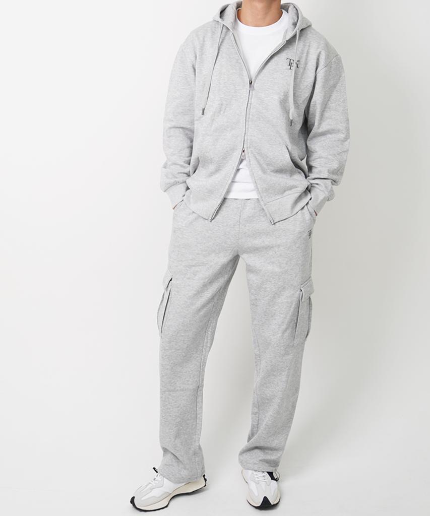 TURTLEBACK Fleece-Lined Cargo Drawstring Training Pants With Embroidered Logo (Gray)