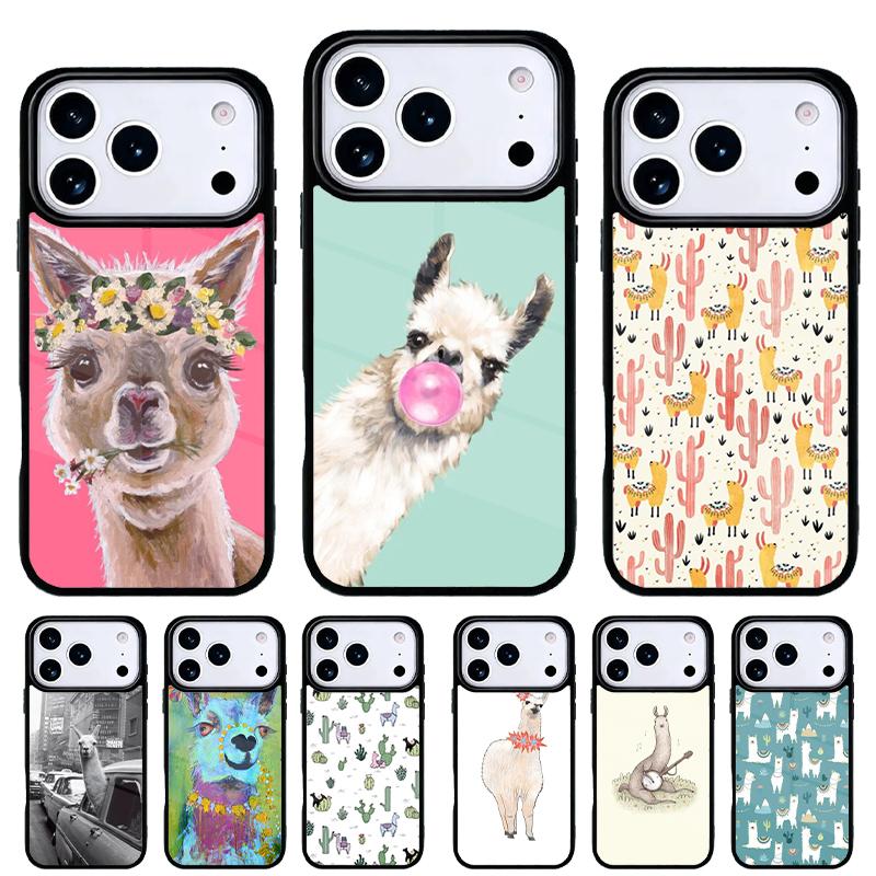 Чехол для телефона с узором из лам и альпак для iPhone 17 16 15 14 13 Pro Max Задняя крышка для 12 11 Pro Coque