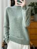 Seven-Stitch Speckled Yarn Wool Sweater - Women's Long Sleeve Knit Base Layer with Half-High Collar for Autumn and Winter