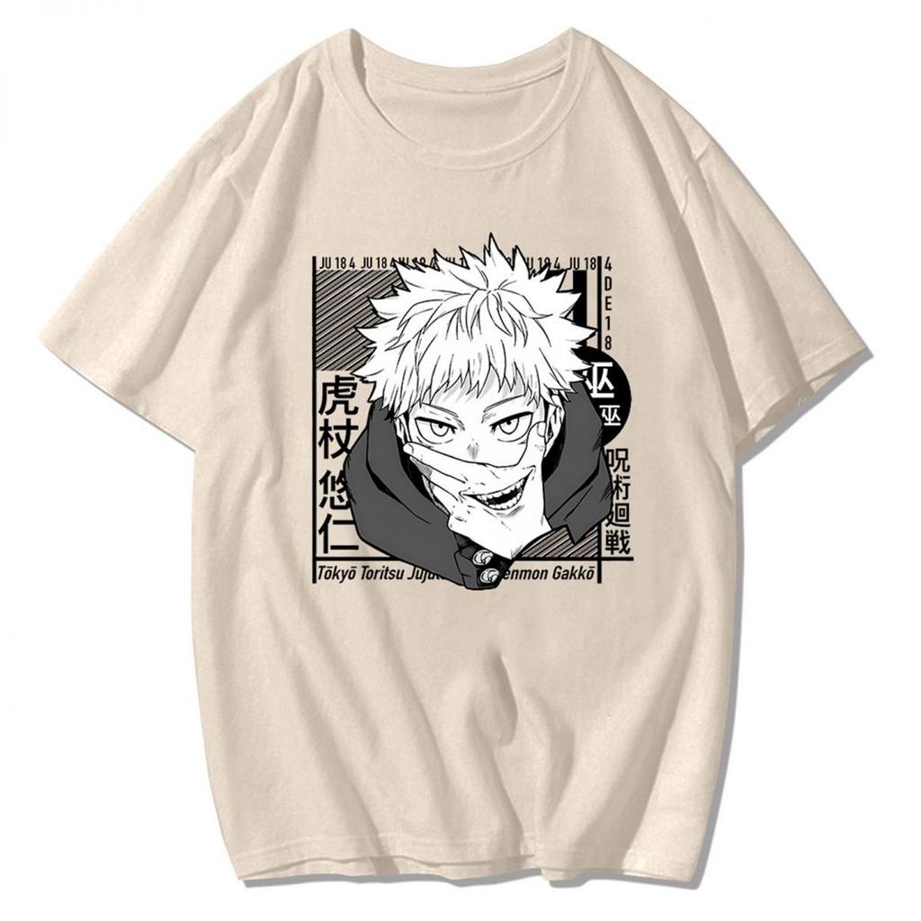 Лето 2025 Новинка Jujutsu Kaisen Spell Back To Fight Around Свободный мужской и женский пуловер Футболка с коротким рукавом Лето