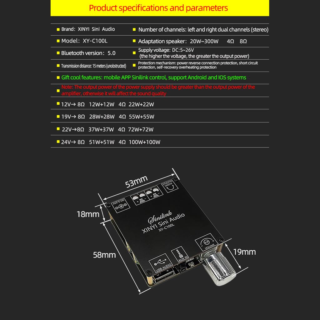 100 Вт Bluetooth 5,0 цифровой усилитель мощности плата AUX динамик 2,0 CH стерео домашняя музыка беспроводной модуль аудио усилитель
