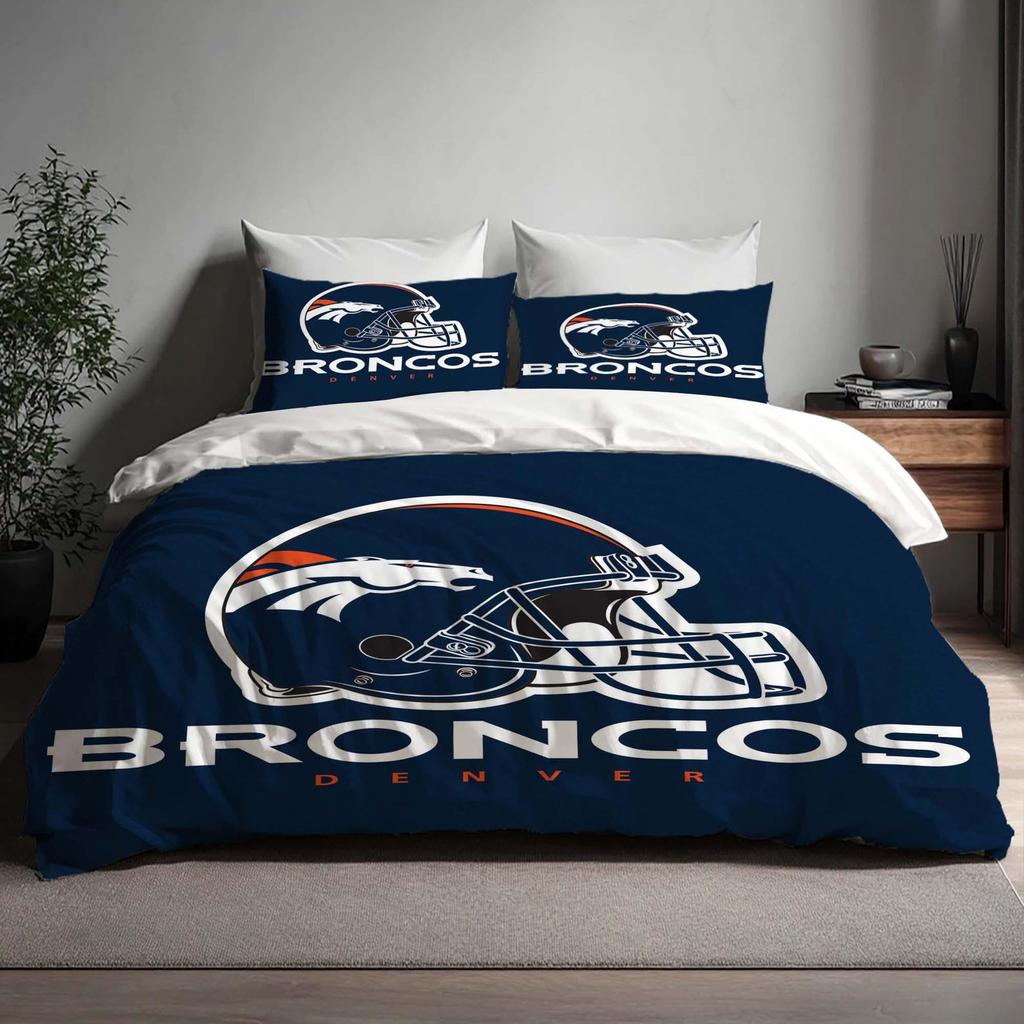 Handmade Gift Denver Broncos Duvet Cover Three Bedding Set Custom Name Birthday Bedding Quilt Cover Christmas Halloween Gift Back to School.