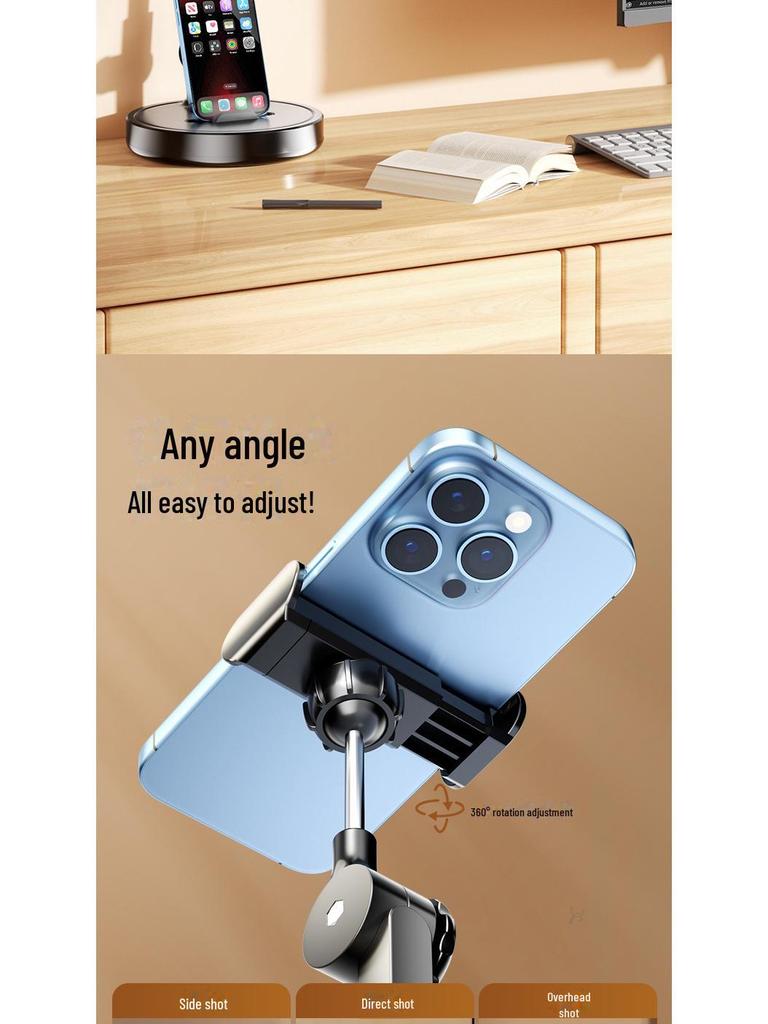 Регулируемая консольная подставка для телефонов, планшетов, iPad и коммутаторов — идеально подходит для использования на рабочем столе, прямых трансляций, съемки сверху и медленного просмотра.