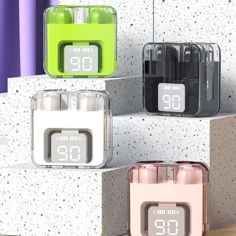 Прозрачная Bluetooth-гарнитура Полувкладыши с цифровым дисплеем Игровая спортивная беспроводная гарнитура с низкой задержкой