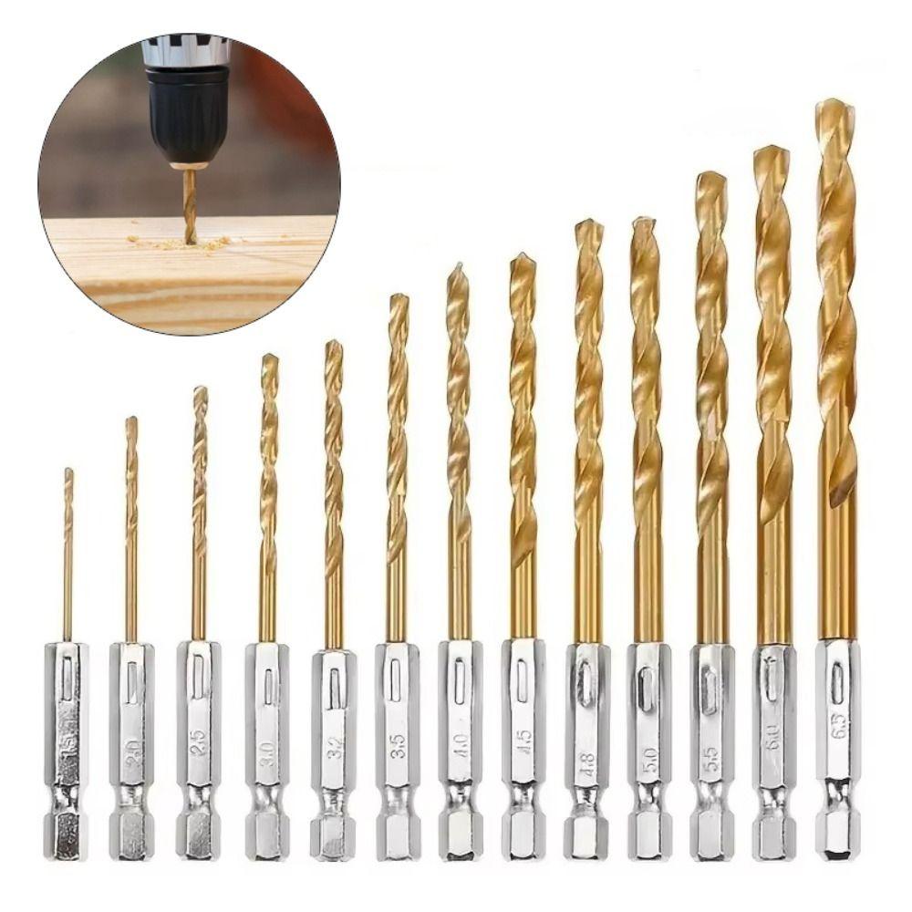 1.5-6.5mm Twist Drill Titanium Plated Wood Drilling New Power Accessory