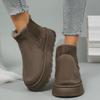 Осень и зима новые женские ботинки на толстой подошве, хлопковые ботинки, теплые и бархатные, эластичные ботильоны 44