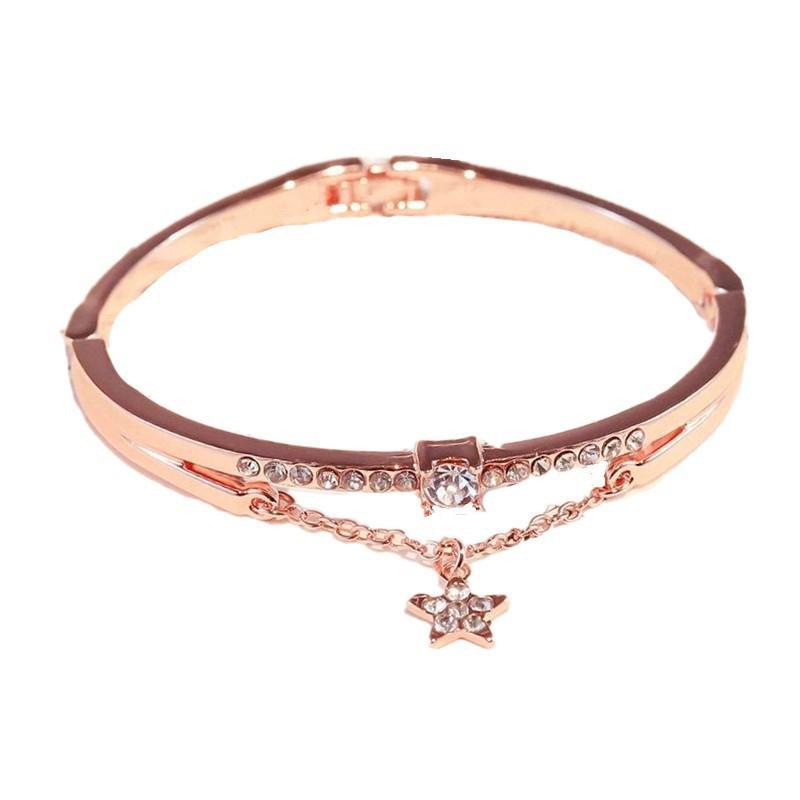17KM Браслет с пентаграммой и бриллиантами ins Net Red Wild Rose Gold Женский студенческий браслет со звездой, ювелирные изделия