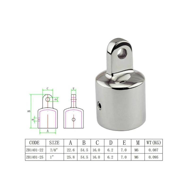 20mm 22mm 25mm 316 Stainless Steel Boat Bimini Top Eye End Cap Marine Hardware Boat Accessories Fitting for Canopy Frame