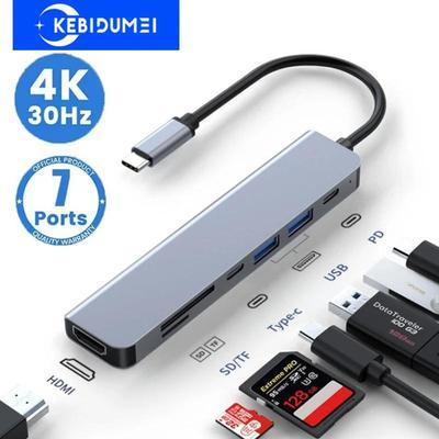 Док-станция Type C USB C Hub к 4K 30 Гц HDMI-совместимый USB 3.0 Сплиттер Адаптер PD 100 Вт Зарядка для Macbook Pro Ноутбук ПК Аксессуары