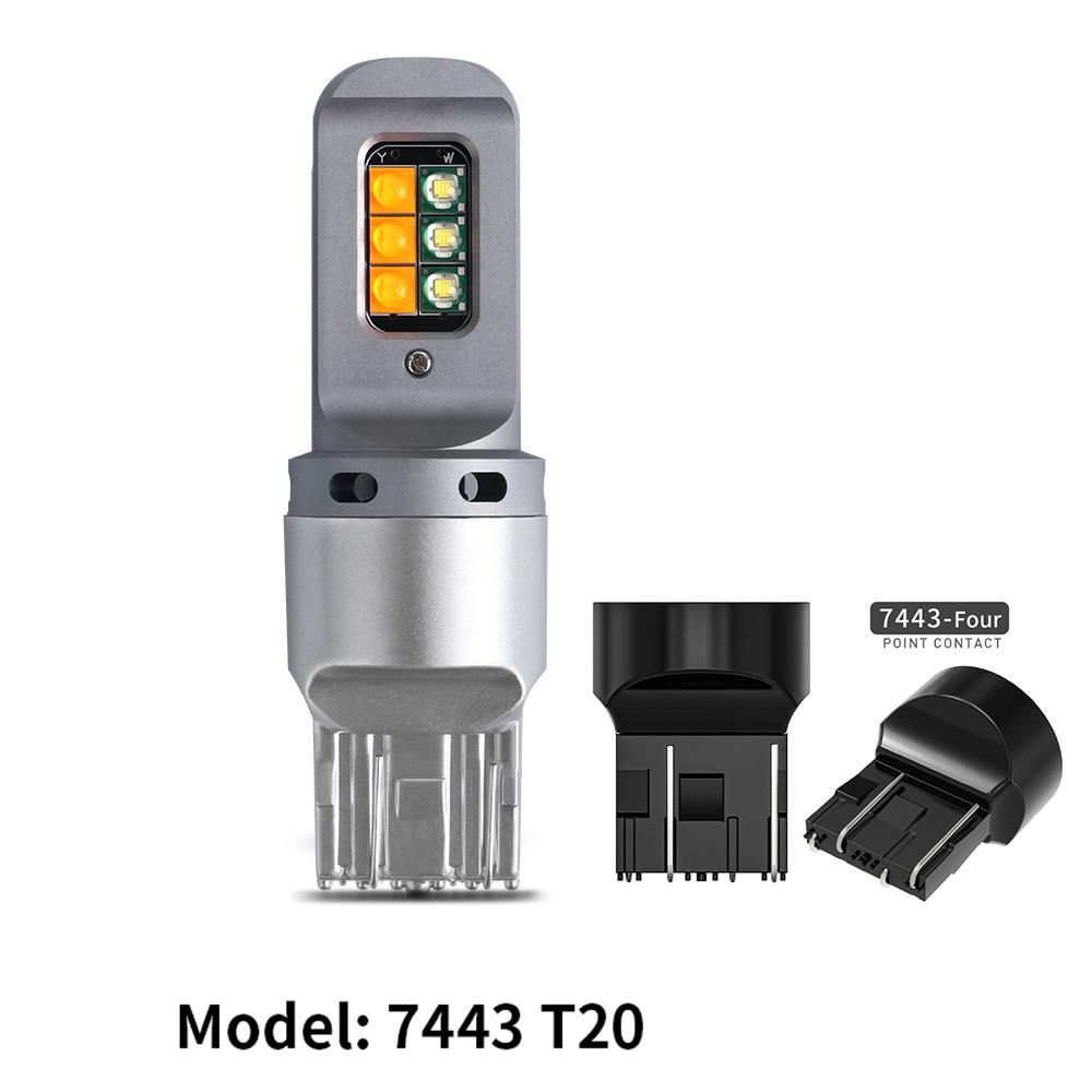 Светодиодная лампа 1157 BAY15D T25 3157 T20 7443 2 в 1, автомобильная светодиодная лампа Canbus, указатель поворота, ДХО для автомобиля, двухцветная лампа, белая, желтая, 12 В