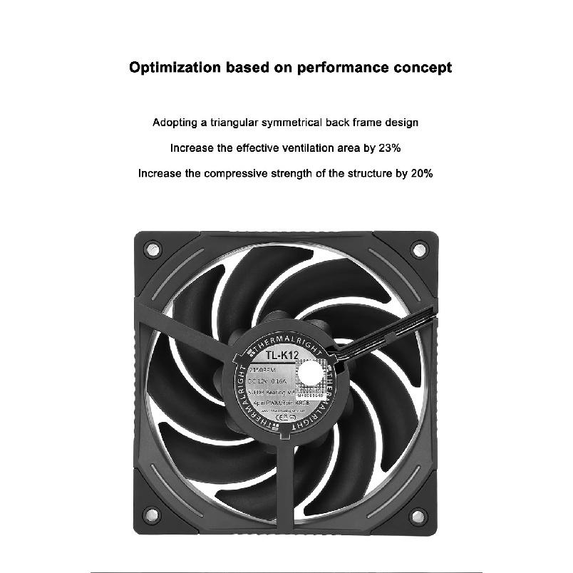 Thermalright TL-K12 12CM Case Fan PWM High-performance S-FDB V2 Bearing 5V/3PIN ARGB Quiet Cooling Fan