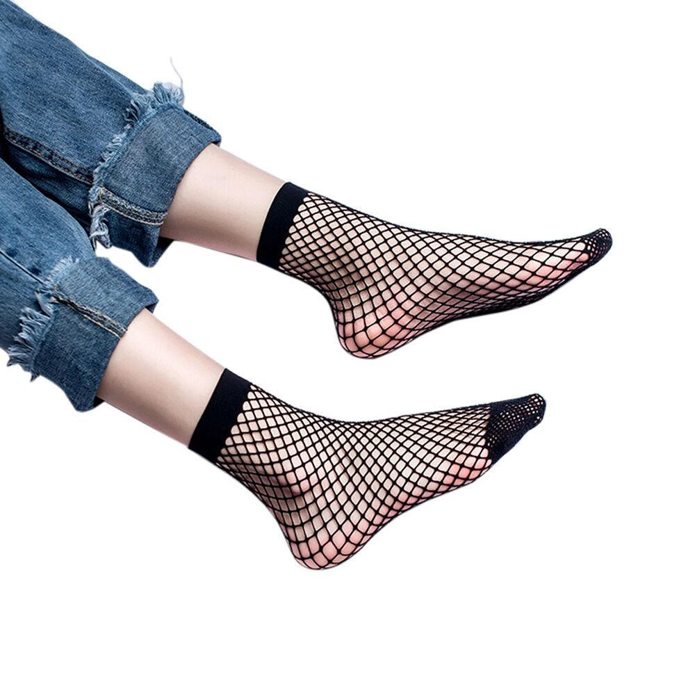 Socks Women Sexy Lace Fishnet Net Plain Top-Ankle Short Socks Stylish
