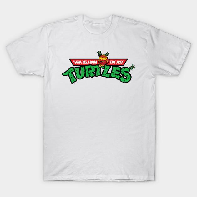 Asian Size Men Black Print T-shirt Wee Turtles No-Cut Heat Transfer Print Cotton Tshirt